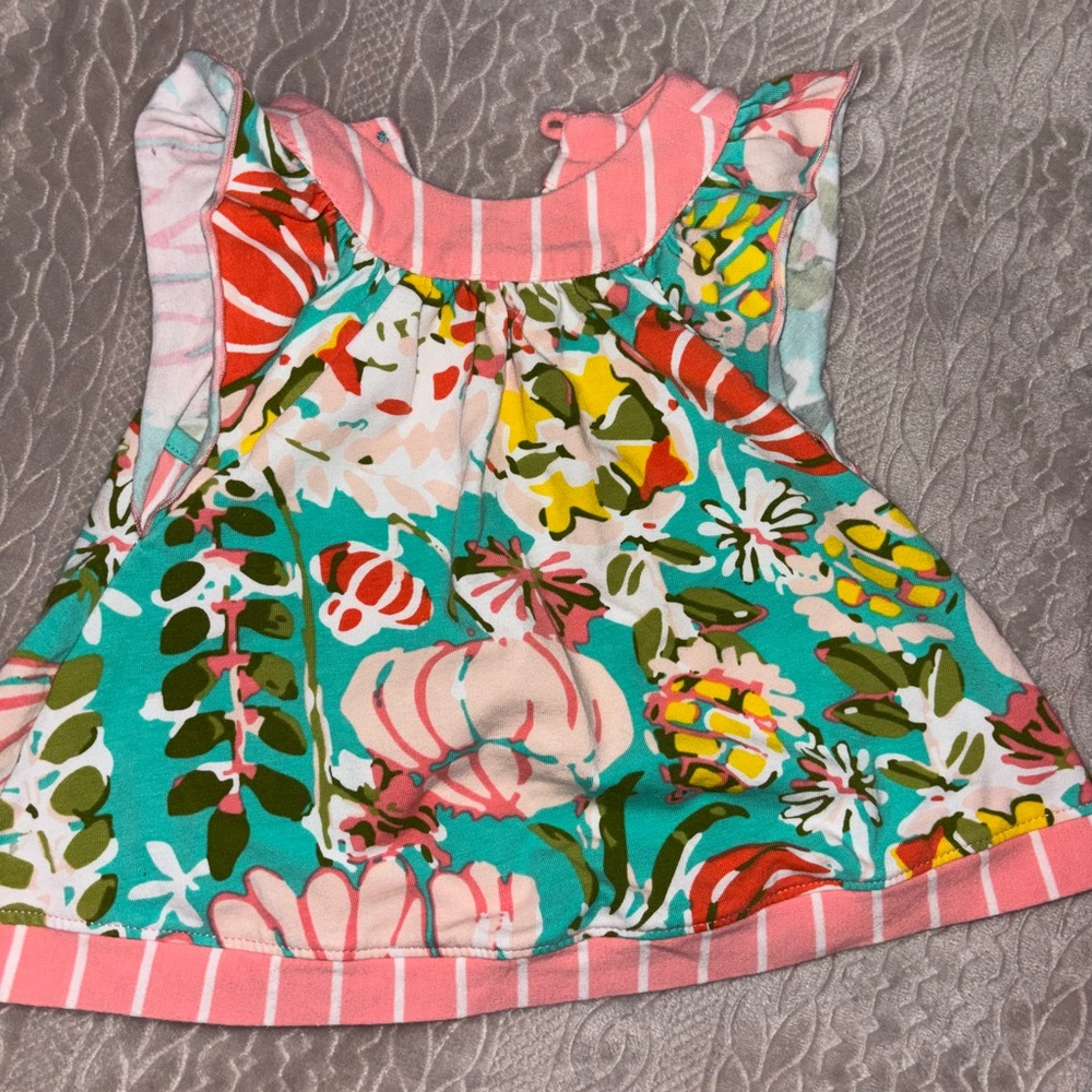 Floral Baby Dress with Pink Stripes
